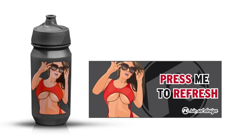 Rie:Sel Water Bottle Girl Design in Black