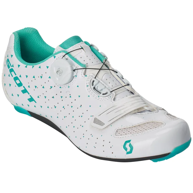 Scott Shoes Road Comp Boa Lady in White/Turquoise blue-2