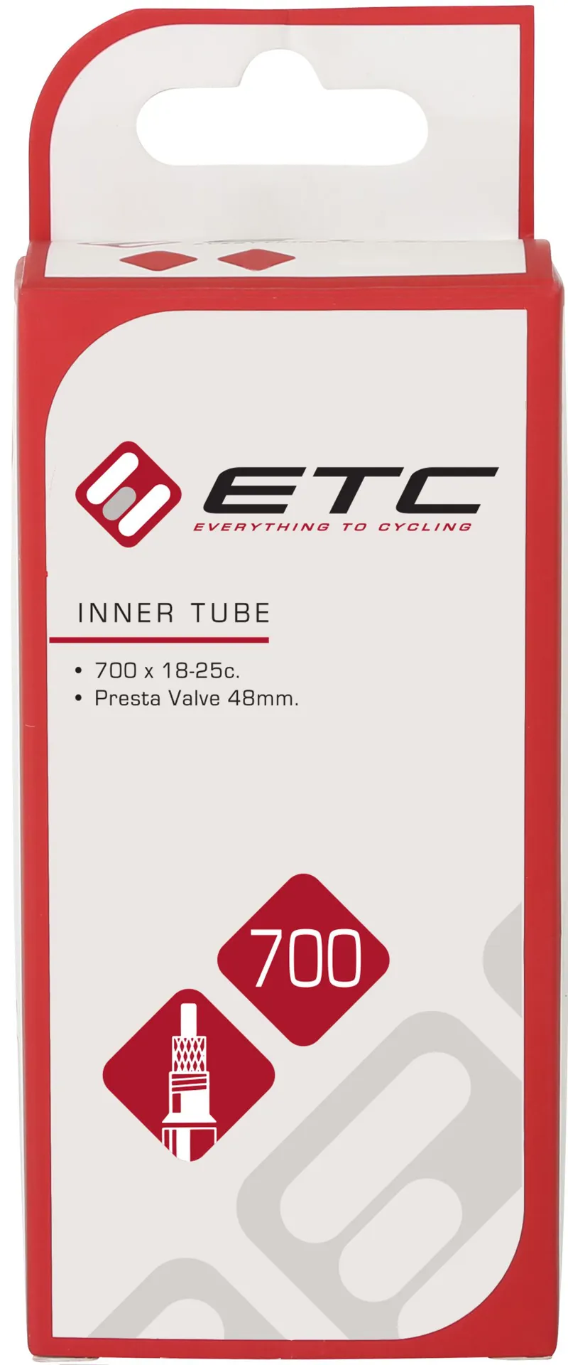 ETC 700 x 18-25c Presta 48mm Valve Road Bike Tube