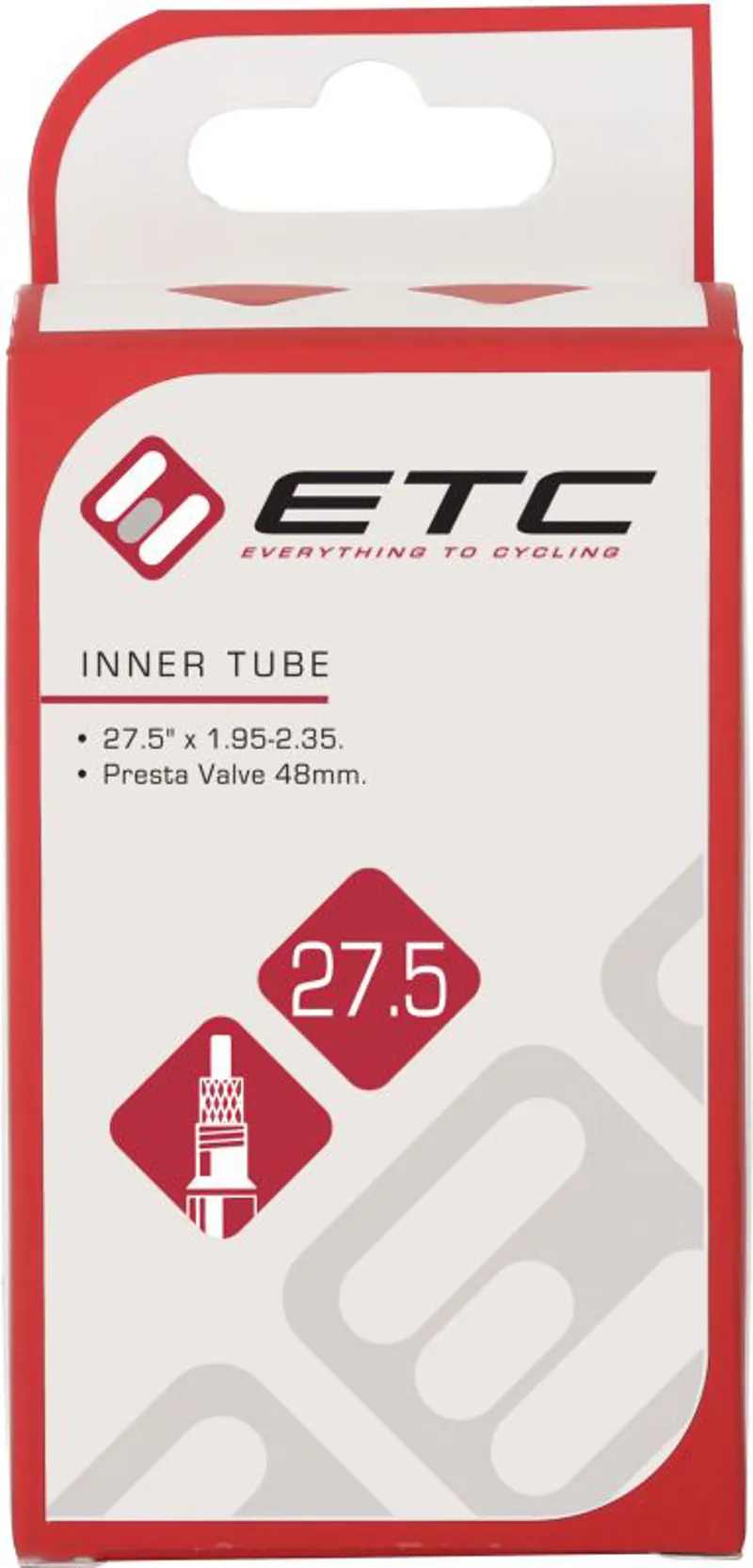 ETC Inner Tube 27.5 X 1.95-2.35 Presta Mountain bike Inner Tube